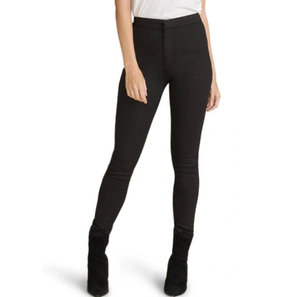Veronica Beard 'Malia' Flat-Front High-Rise Stretch-Denim Leggings, Onyx Black